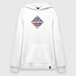 Толстовка-худи оверсайз Автомобильный прокат, цвет: белый