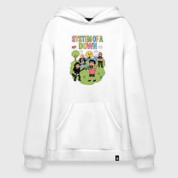 Толстовка-худи оверсайз System of a Down, мультяшный стиль, цвет: белый