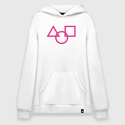 Толстовка-худи оверсайз Знаки из Игры в кальмара, цвет: белый