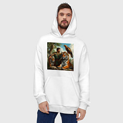 Толстовка-худи оверсайз Друзья грузинского витязя, цвет: белый — фото 2