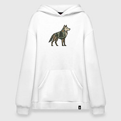 Толстовка-худи оверсайз Геометрический волк, цвет: белый