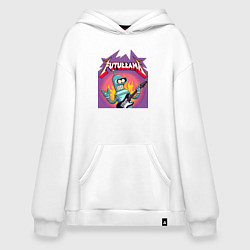 Толстовка-худи оверсайз Bender is the thrash metal guitarist of the band F, цвет: белый