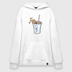 Толстовка-худи оверсайз Весёлый напиток, цвет: белый