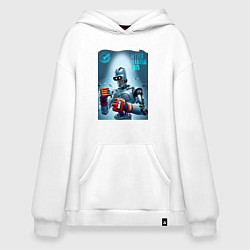 Толстовка-худи оверсайз Bender bending robot - mixed martial artist, цвет: белый