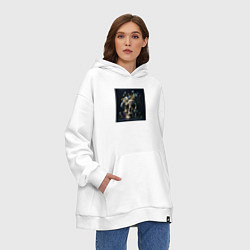 Толстовка-худи оверсайз Череп мрачный в цветах, цвет: белый — фото 2