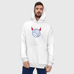 Толстовка-худи оверсайз Volleyball devil, цвет: белый — фото 2