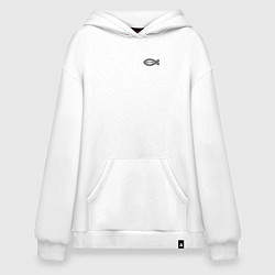 Толстовка-худи оверсайз Спаси и сохрани фигурный текст, цвет: белый