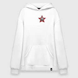 Толстовка-худи оверсайз Значок героев, цвет: белый