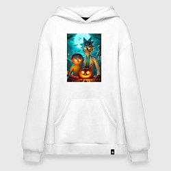 Худи оверсайз Rick and Morty with pumpkin - halloween night