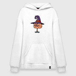 Толстовка-худи оверсайз Ведьма тыква, цвет: белый