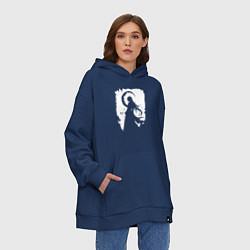 Толстовка-худи оверсайз Девушка гот аниме, цвет: тёмно-синий — фото 2