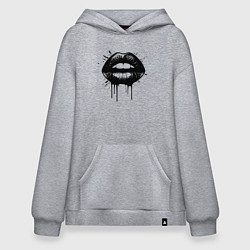 Толстовка-худи оверсайз Поцелуй в стиле граффити, цвет: меланж