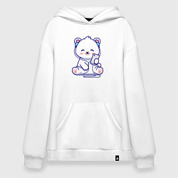 Худи оверсайз Music white bear