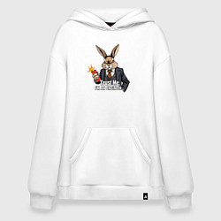 Толстовка-худи оверсайз Кролик с динамитом - trust me im an engineer, цвет: белый