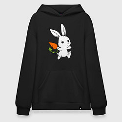 Толстовка-худи оверсайз Зайка с морковкой, цвет: черный