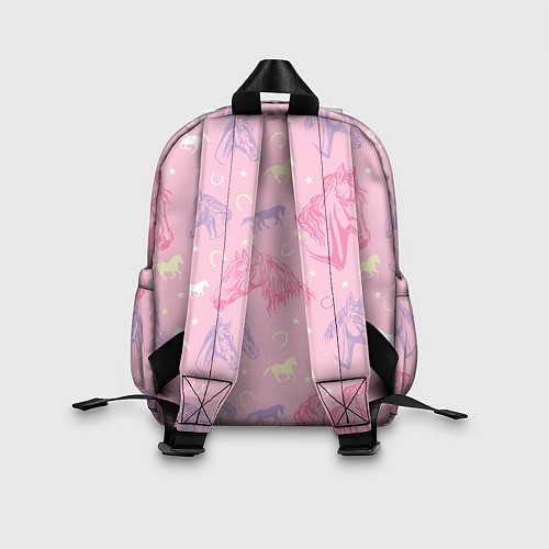 Детский рюкзак Лошади на розовом фоне / 3D-принт – фото 2