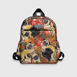 Детский рюкзак Мопсики Цветочки, цвет: 3D-принт
