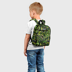 Детский рюкзак Ярко зеленые славянские узоры, цвет: 3D-принт — фото 2