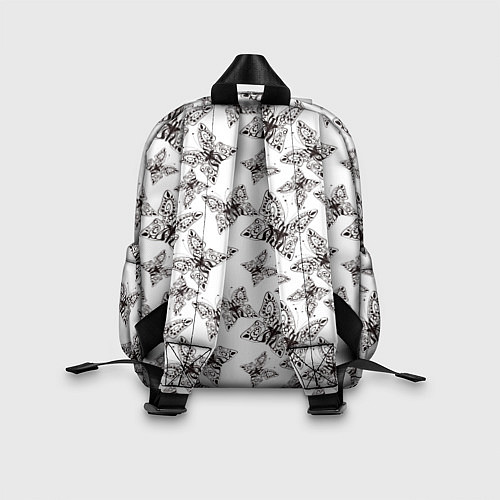 Детский рюкзак Ажурные черный бабочки на белом фоне / 3D-принт – фото 2