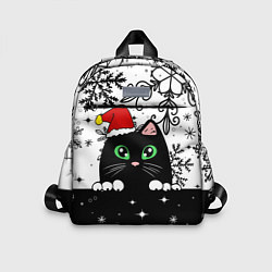 Детский рюкзак Новогодний кот в колпаке Санты, цвет: 3D-принт