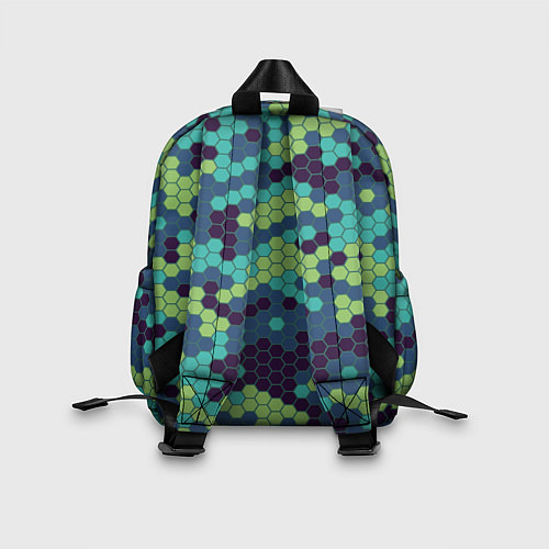Детский рюкзак Зеленые соты в мозаике / 3D-принт – фото 2