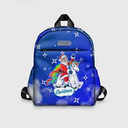 Детский рюкзак Новогодний Санта с Единорогом, цвет: 3D-принт