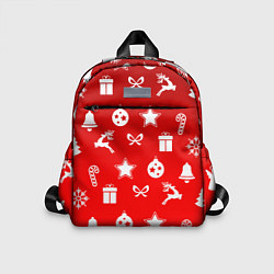 Детский рюкзак Новогодний узор красный градиент, цвет: 3D-принт