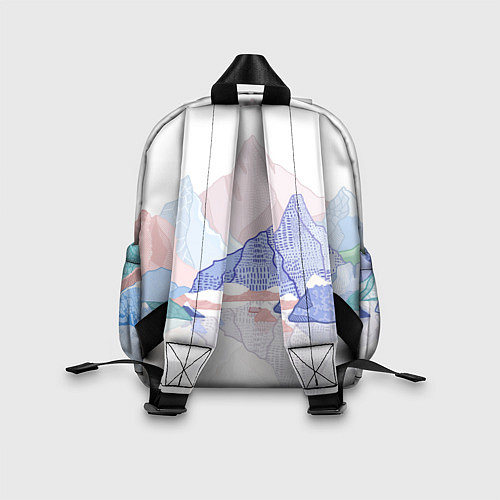 Детский рюкзак Разноцветные пастельные оттенки гор в отражении во / 3D-принт – фото 2