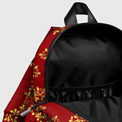 Детский рюкзак Золотые веточки на ярко красном фоне, цвет: 3D-принт — фото 2