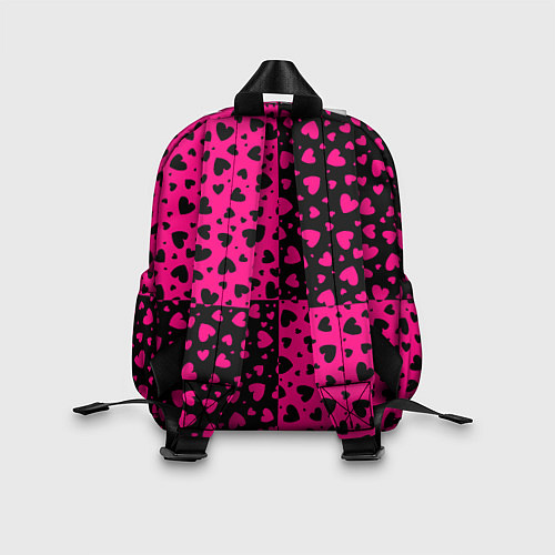 Детский рюкзак Черно-Розовые сердца / 3D-принт – фото 2