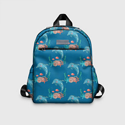 Детский рюкзак Дельфины Море паттерн, цвет: 3D-принт