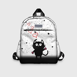 Детский рюкзак Котик в тумане Сердечки, цвет: 3D-принт