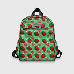 Детский рюкзак Клубника на зеленом фоне, цвет: 3D-принт
