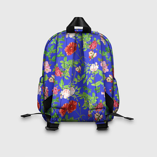 Детский рюкзак Цветочки - синий фон - паттерн / 3D-принт – фото 2