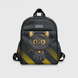 Детский рюкзак Черный кот желтые полосы, цвет: 3D-принт