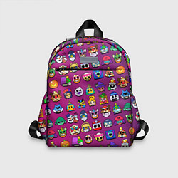 Детский рюкзак Значки на скины Бравл Старс Brawl Розовыйградиент, цвет: 3D-принт