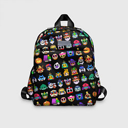 Детский рюкзак Значки на скины Бравл Старс Brawl Черный Пины, цвет: 3D-принт