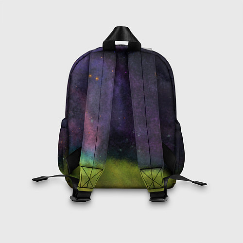 Детский рюкзак Горный пейзаж со звёздным небом и северным сиянием / 3D-принт – фото 2