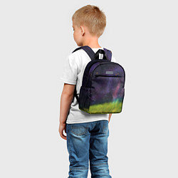 Детский рюкзак Горный пейзаж со звёздным небом и северным сиянием, цвет: 3D-принт — фото 2