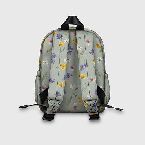 Детский рюкзак Простой цветочный принт на зеленом фоне / 3D-принт – фото 2