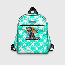 Детский рюкзак Minecraft бирюзовый фон, цвет: 3D-принт
