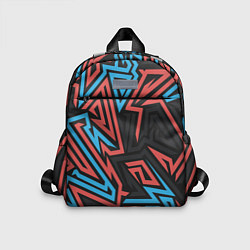 Детский рюкзак Геометрический красный-синий паттерн, цвет: 3D-принт