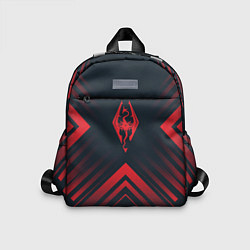 Детский рюкзак Красный Символ Skyrim на темном фоне со стрелками