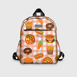 Детский рюкзак PIZZA DONUT BURGER FRIES ICE CREAM pattern, цвет: 3D-принт