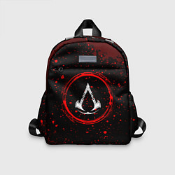 Детский рюкзак Символ Assassins Creed и краска вокруг на темном ф