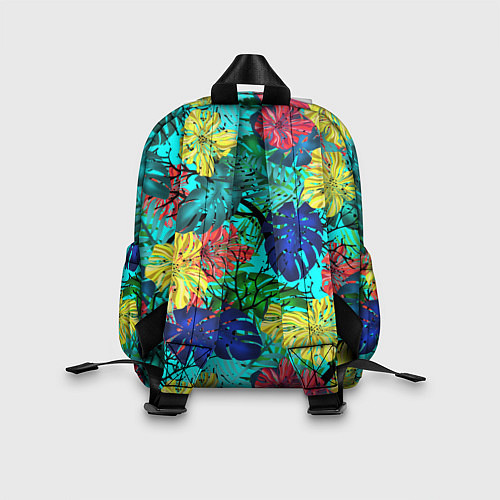Детский рюкзак Тропические растения на бирюзовом фоне / 3D-принт – фото 2