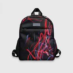 Детский рюкзак Неоновые лучи в абстракции - Красный и синий, цвет: 3D-принт
