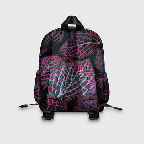 Детский рюкзак Неоновые листья цветов - Розовый / 3D-принт – фото 2