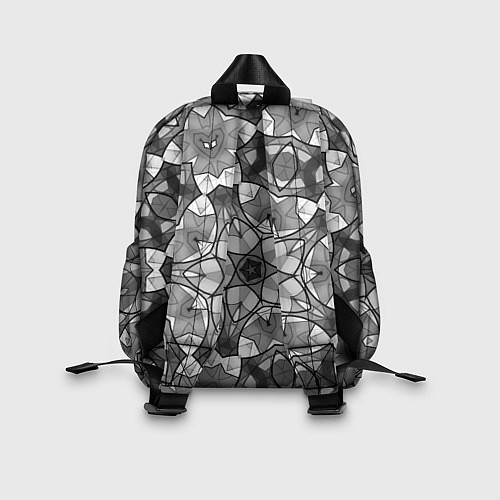 Детский рюкзак Черно-белый геометрический мозаичный узор / 3D-принт – фото 2
