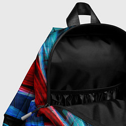 Детский рюкзак Неоновые прерывающиеся линии - Красный и голубой, цвет: 3D-принт — фото 2